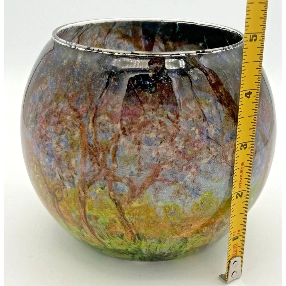 Romance Lights‎ Round Glass Tea Light Candle Holder Multi Color Forest Theme